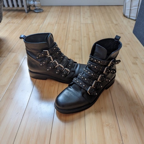 Maje! Edgy & Bold: Multi-Buckle Fortune Ankle Boots 🖤✨ - Picture 4 of 11